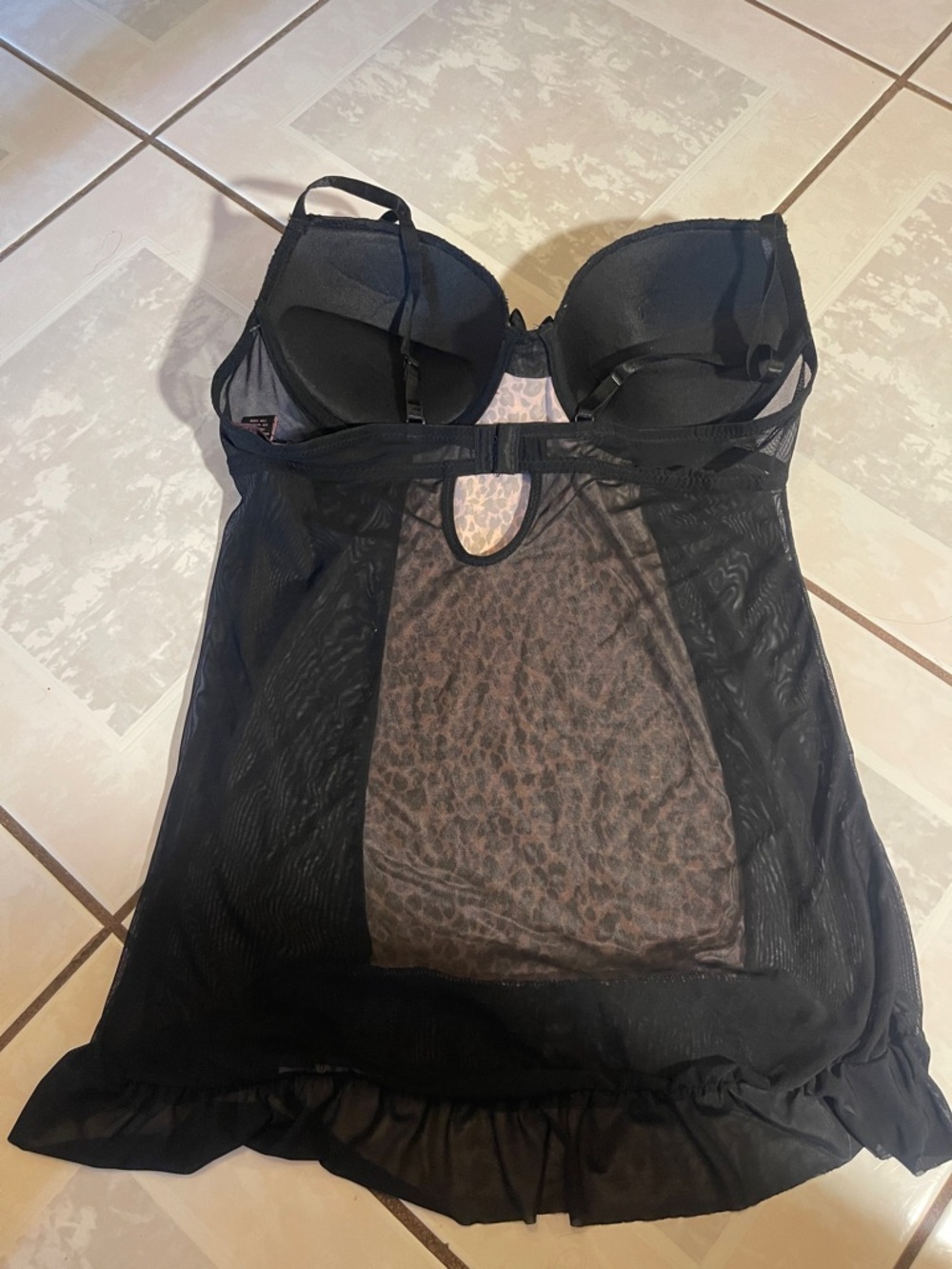 Elegance Black Sheer Bustier Top with Embroidered Label - Picture 3 of 4